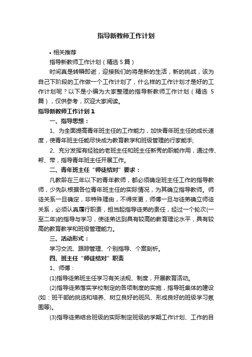 指导新教师工作计划