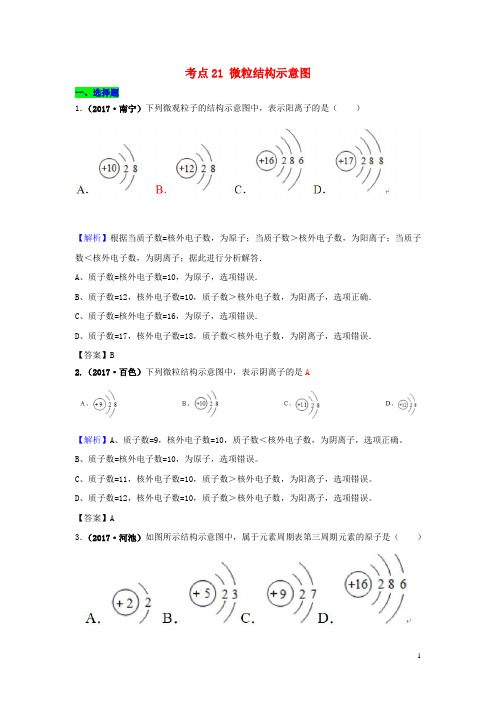 中考化学试题分类汇编 考点21 微粒结构示意图(含解析)