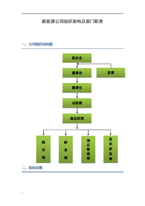 新能源公司组织架构及部门职责(修改稿)