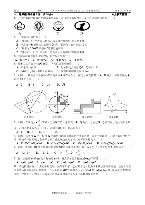 2018-2019学年洛阳市九年级(上)期末数学试卷