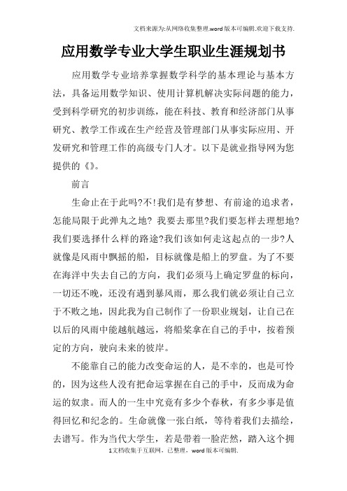 应用数学专业大学生职业生涯规划书