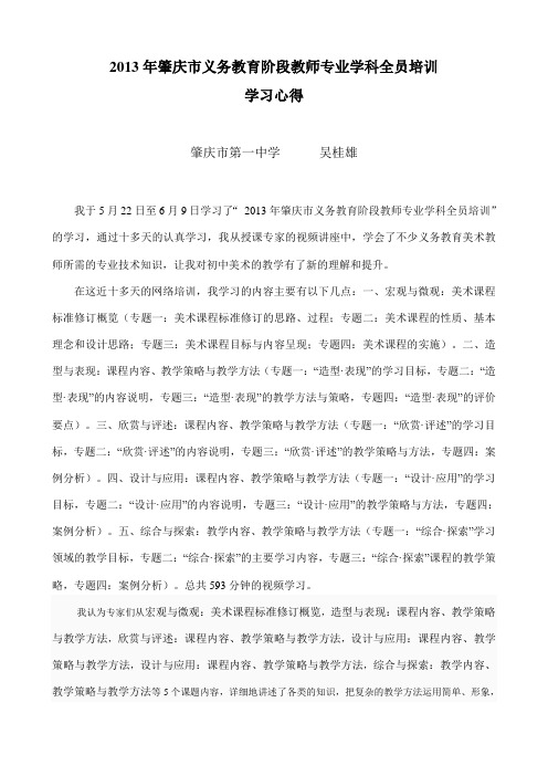 义务教育阶段教师专业学科全员培训 学习心得