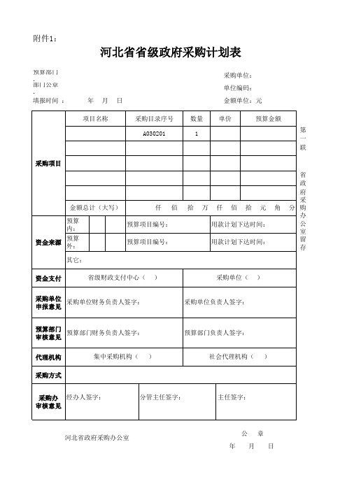 河北省省级政府采购计划表