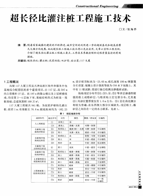 超长径比灌注桩工程施工技术