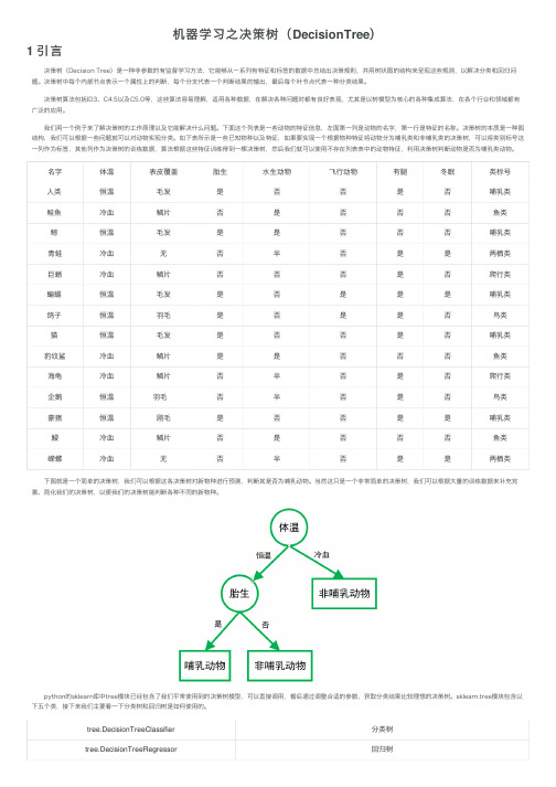 机器学习之决策树（DecisionTree）