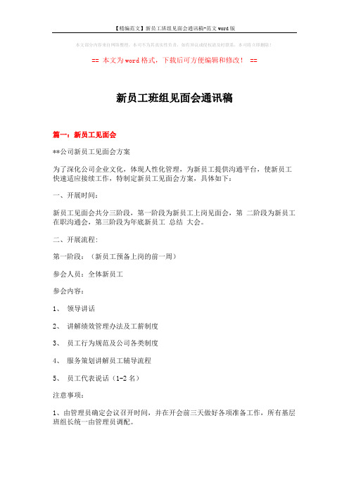 【精编范文】新员工班组见面会通讯稿-范文word版 (15页)
