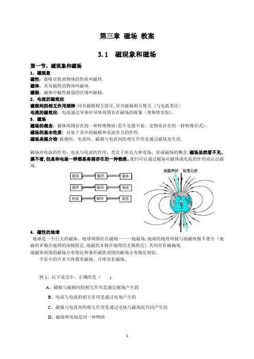 高二物理选修3-1第三章磁场知识点总结复习