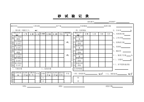 人工砂实验记录