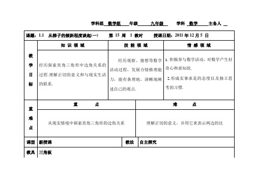 1.1  从梯子的倾斜程度谈起(一