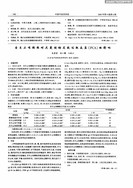 杏贝止咳颗粒对大鼠被动皮肤过敏反应(PCA)的影响