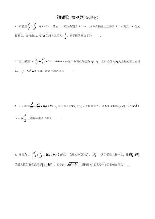 高中数学高三数学椭圆检测题