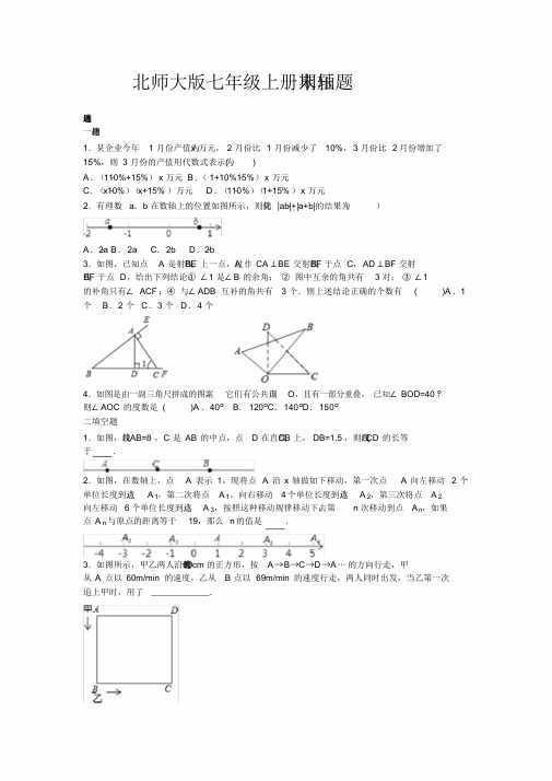 北师大版七年级数学上册期末复习压轴题专题(带解析)