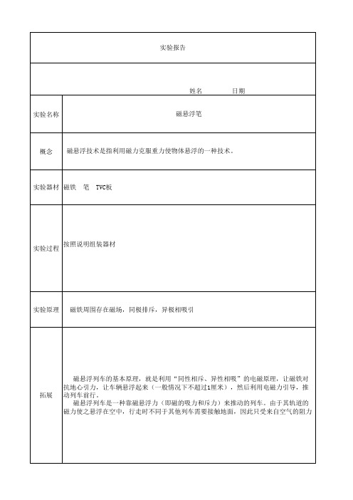 磁悬浮实验报告