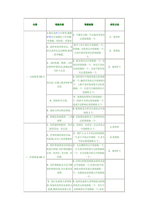 护士长考核表