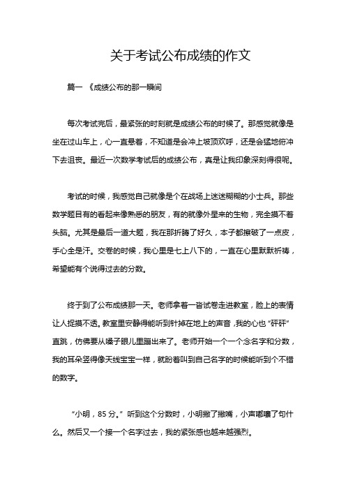 关于考试公布成绩的作文