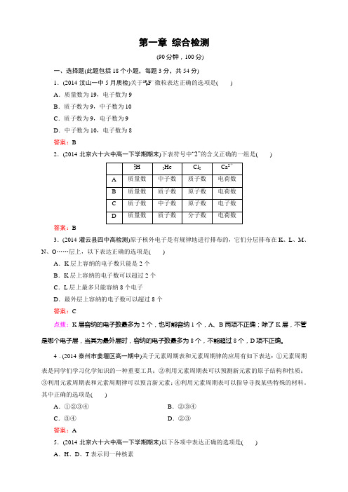 高中化学人教版必修2第一章物质结构+元素周期律+课件+练习+章末总结+章末测试(18份打包)第一章