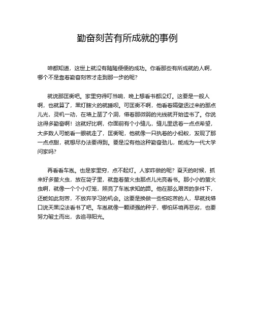 勤奋刻苦有所成就的事例