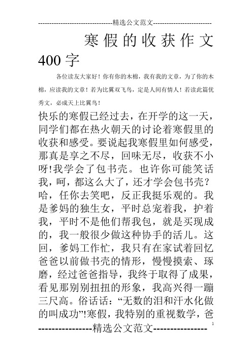 寒假的收获作文400字