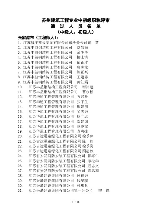 苏州建筑工程专业中初级职称评审