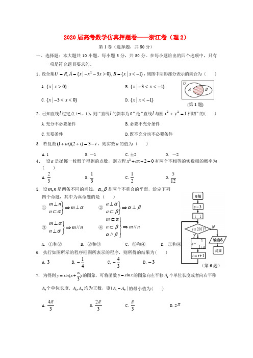 2020届高考数学仿真押题卷02(浙江卷) 理 新人教A版 精