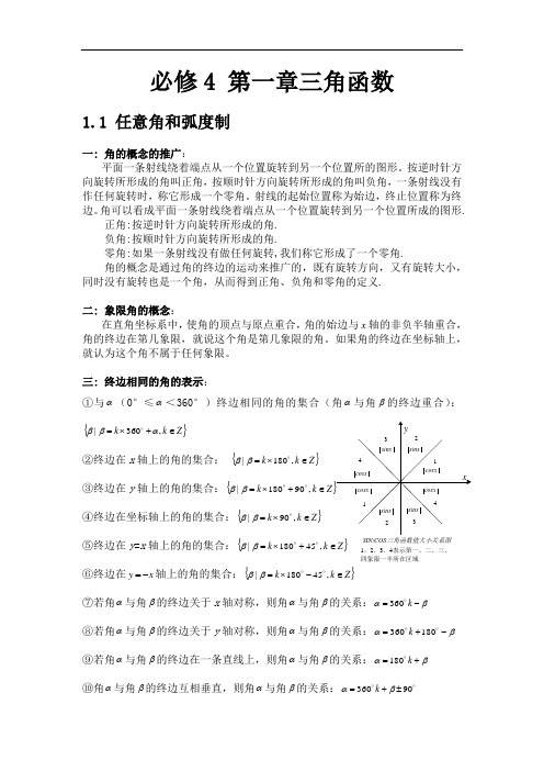 必修4第一章三角函数知识点详解