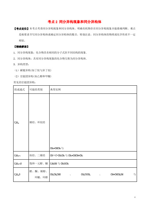 高中化学最基础考点系列考点同分异构现象和同分异构体新人教选修