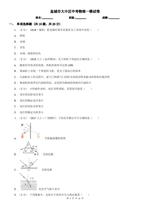 盐城市大丰区中考物理一模试卷