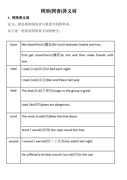 高考常考的同形(同音)异义词归纳