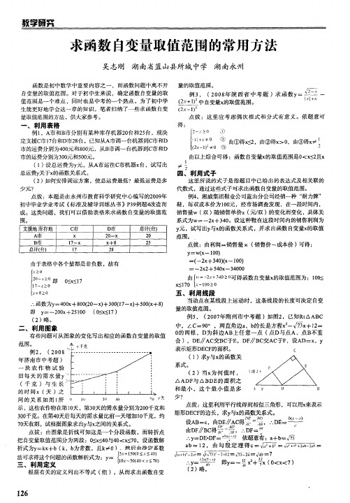 求函数自变量取值范围的常用方法