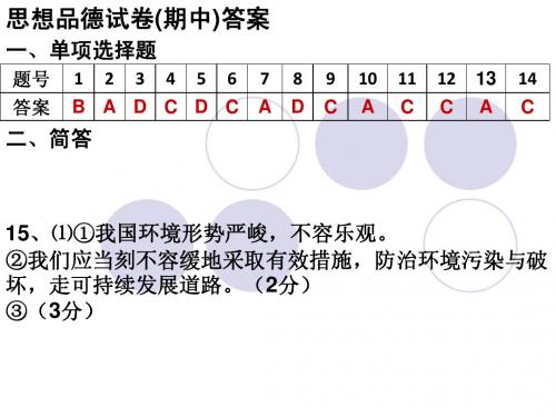 九年级思想品德全一册单元检测题题(九)