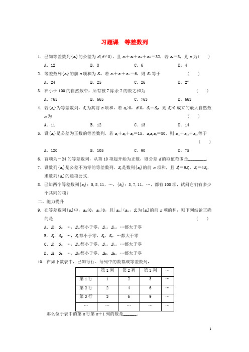 【步步高】高中数学 第二章 2.3习题课 等差数列 新人教A版必修5