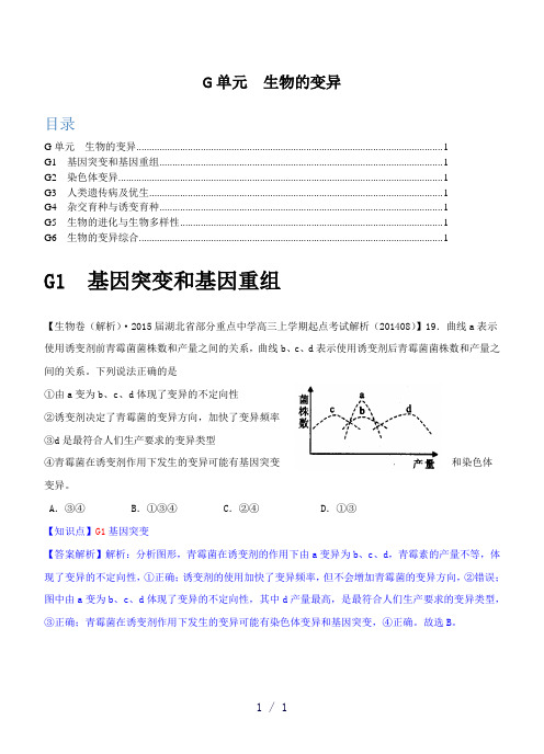 备考精品解析分类汇编第二期G单元