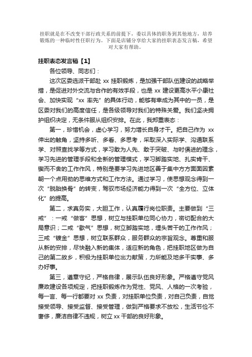 挂职表态发言稿