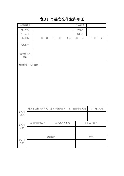 起重吊装作业许可证