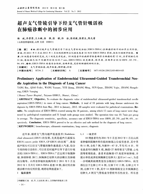 超声支气管镜引导下经支气管针吸活检在肺癌诊断中的初步应用