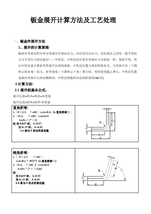 钣金件展开计算方法及工艺处理