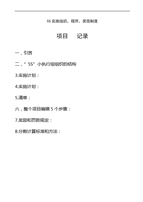 5S执行组织、方案、奖惩制度