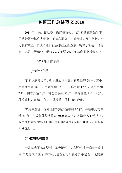 乡镇工作总结范文2018.doc
