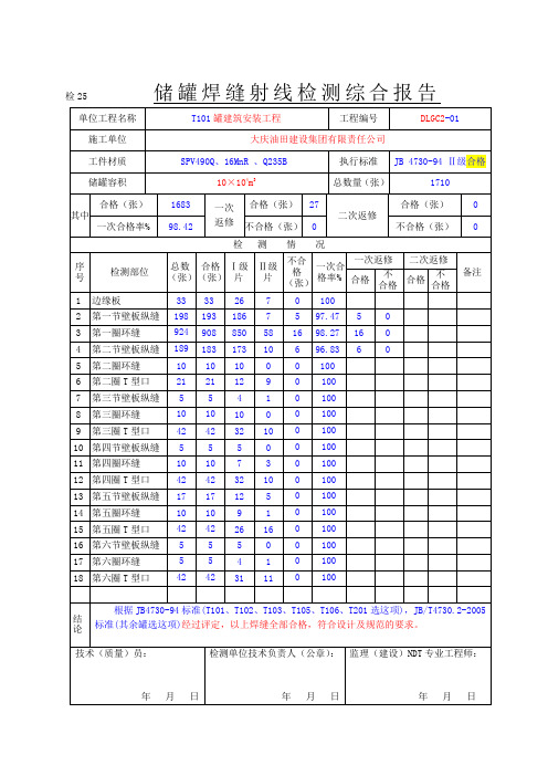 检25 储罐焊缝射线检测综合报告