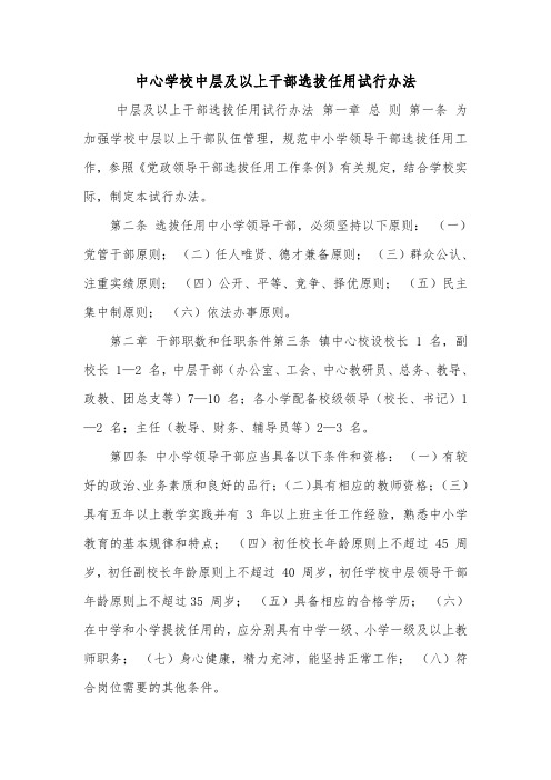 中心学校中层及以上干部选拔任用试行办法.doc