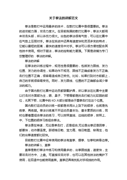 关于拳法的讲解范文