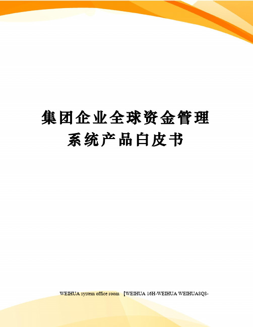 集团企业全球资金管理系统产品白皮书修订稿