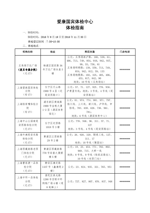 爱康国宾体检中心体检指南【模板】