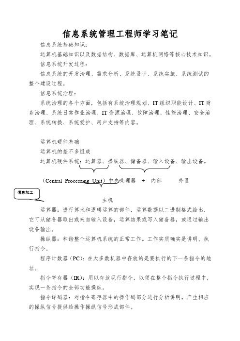 信息系统管理工程师学习笔记