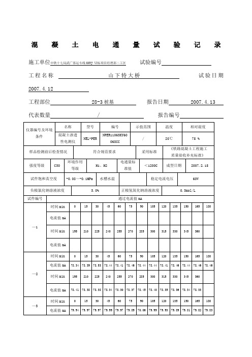 混凝土电通量试验记录