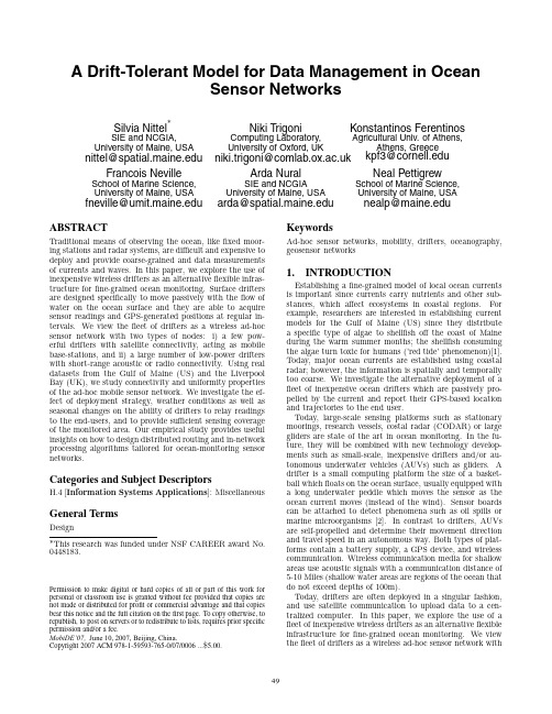 A drift-tolerant model for data management in ocean sensor networks
