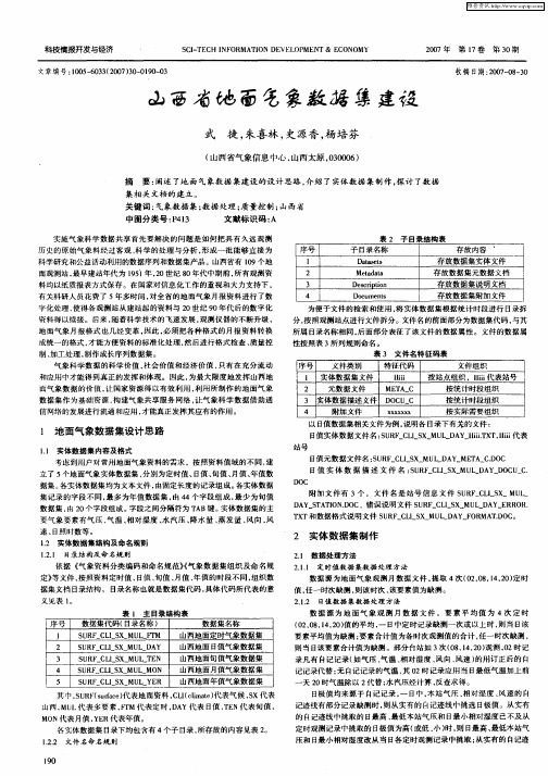 山西省地面气象数据集建设