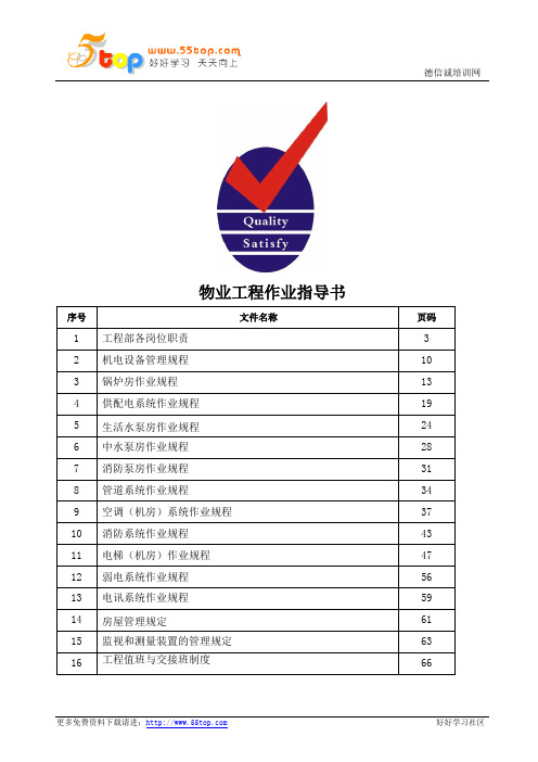 物业工程部作业指导书汇编