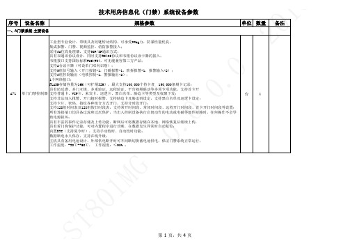 技术用房信息化(门禁)系统设备参数