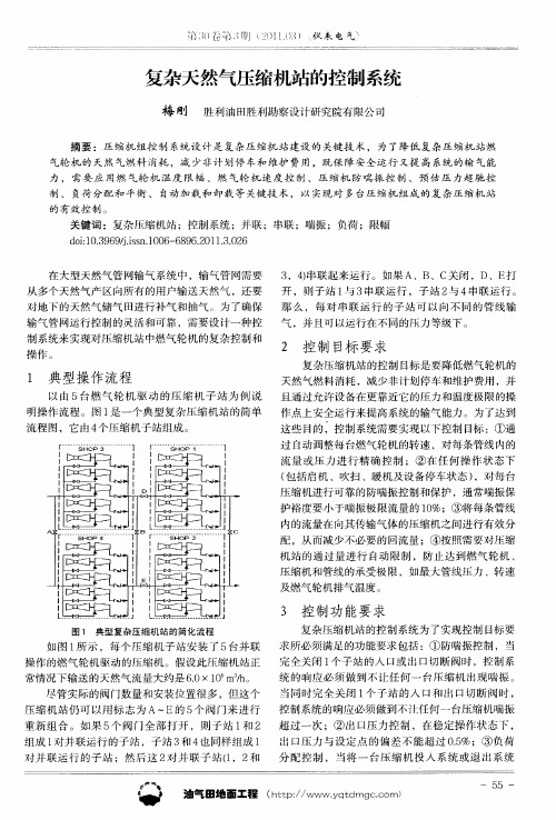 复杂天然气压缩机站的控制系统